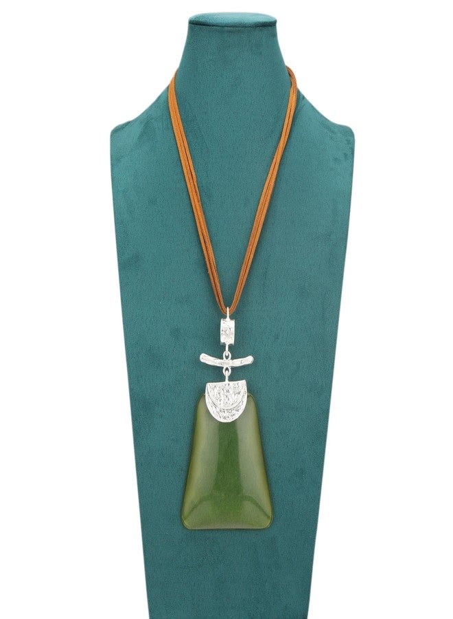 Bjesinmo Bohemian Necklaces for Women Boho Statement Necklace Long Big Pendant Necklaces Leather Vintage Necklace Silver Pendant Necklace - Image 3
